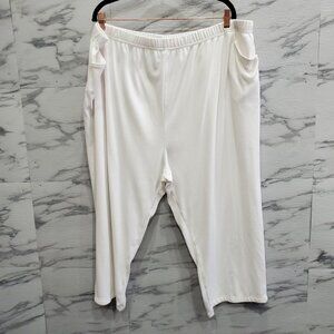 LBW Knit Pants Women Plus Size 4X White Elastic Pull On Pockets Comfort